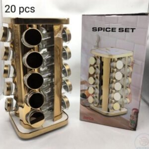 ESPECIERO PARA CONDIMENTOS 20 FRASCOS DE VIDRIO DE ACERO INOXIDABLE
