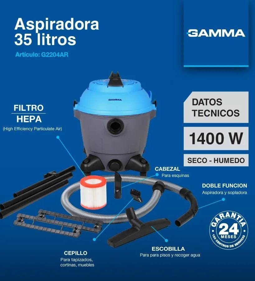 🌬️💧ASPIRADORA GAMMA "35" LITROS💧MODELO:G2204AR
