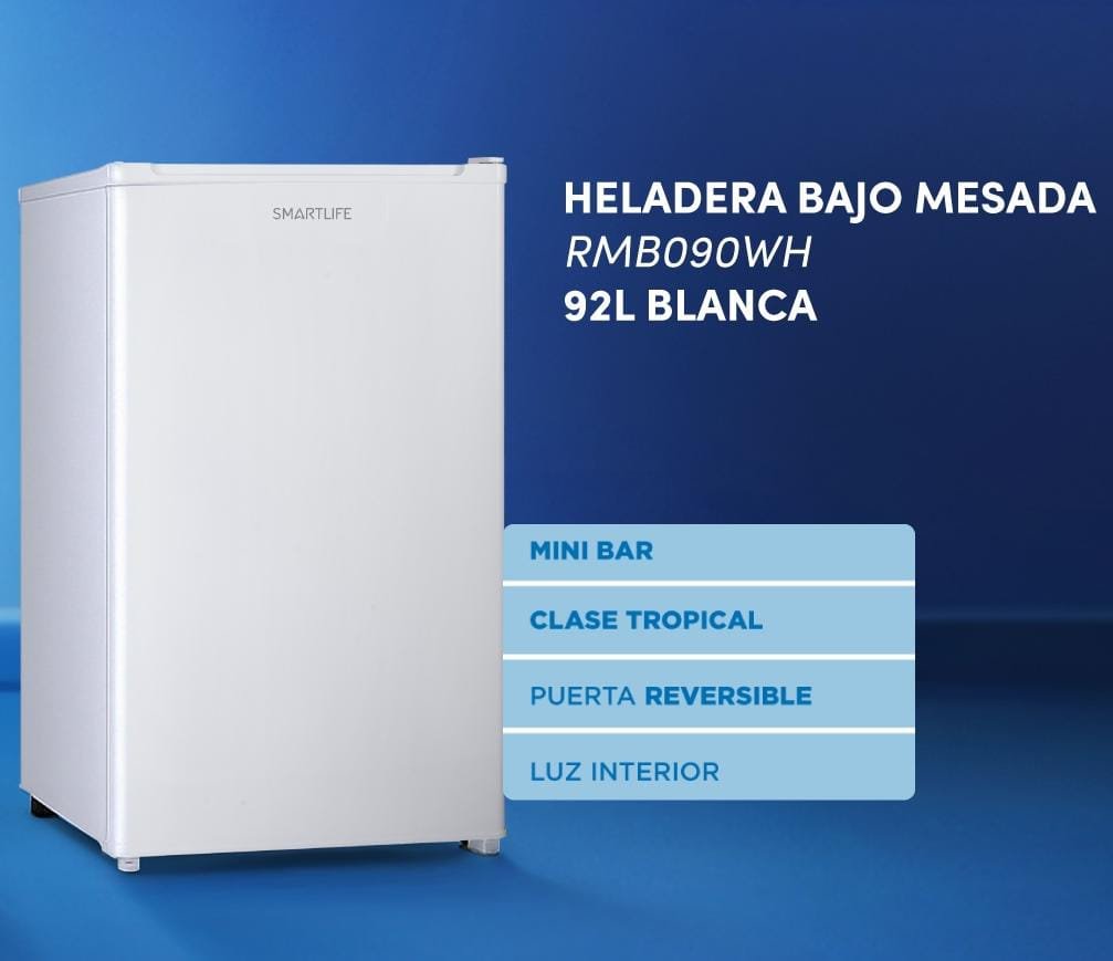 🍓HELADERA BAJO MESADA SMARTLIFE "92" LITROS🧊MODELO:RMB090WH