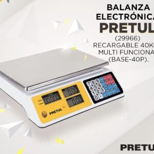 ⚖️🍓BALANZA ELÉCTRONICA PRETUL "40" KILOS⚖️MODELO:BASE-40P