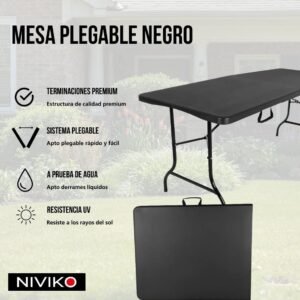 ➡️MESA PEGABLE NEGRO REFORZADO 180x60 IDEAL PARA 🏕️⬅️