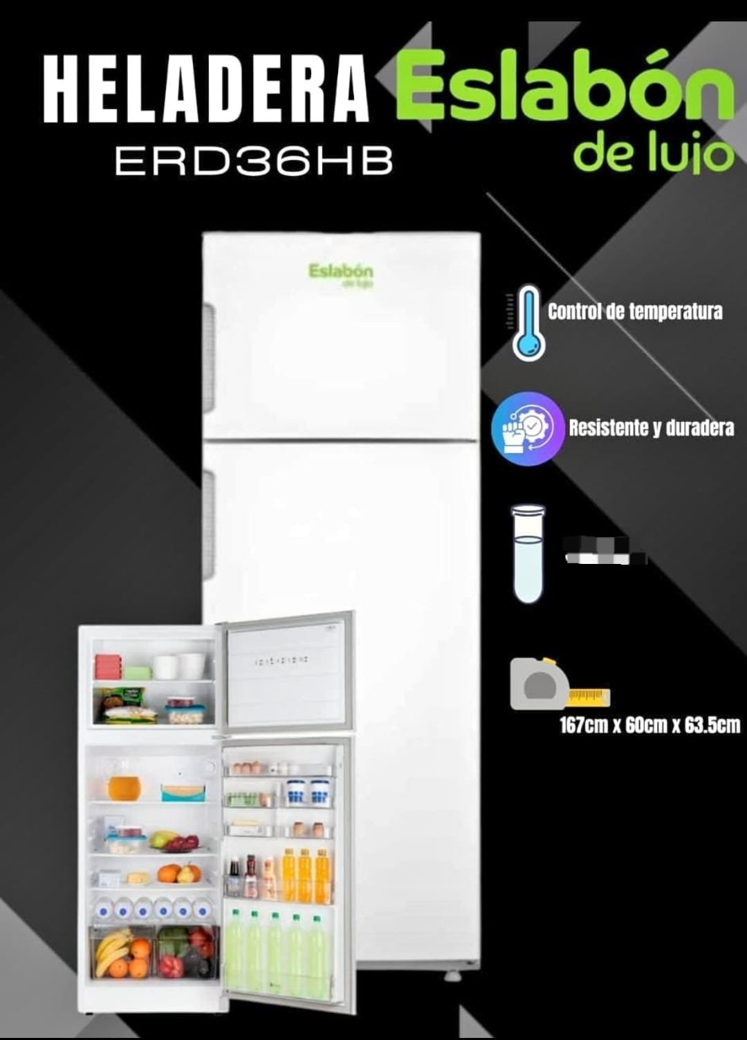 🍓🧊HELADERA ESLABÓN DE LUJO "360" LITROS CICLICA BLANCO🍓🧊MODELO:ERD36HB