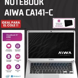 💻NOTEBOOK AIWA CA141-C PANTALLA 14,1" 128SSD, 4GB RAM INTEL CELERON N4020🔉🖱️